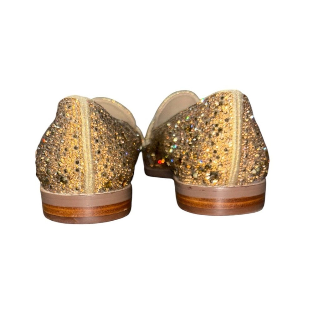 Blue by Betsey Johnson Sz 9M Aron Gold Rhinestone Loafers Flats Glass Crystals - Picture 7 of 13